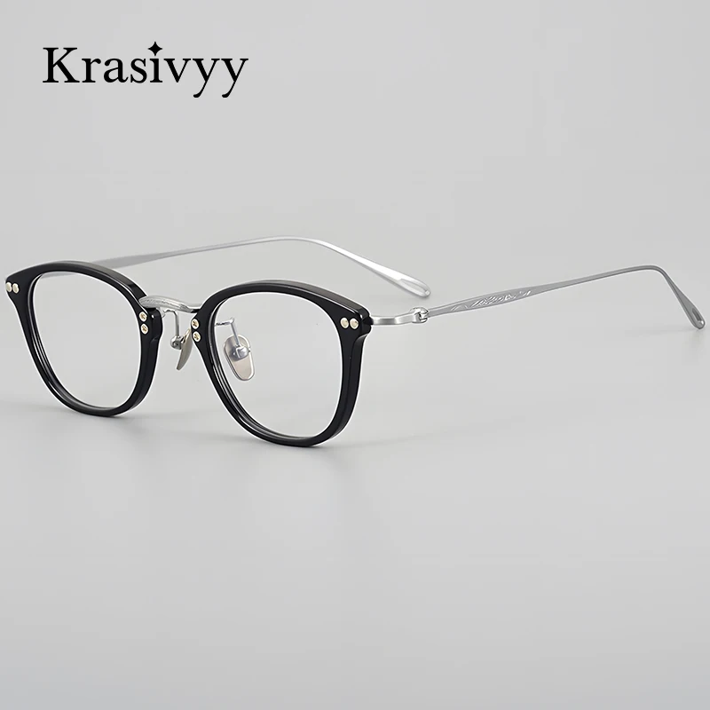 

Krasivyy Oval Titanium Acetate Glasses Frames Men Small Size Prescription Eyeglasses Frame Women Luxury Brand Optical Eyewear