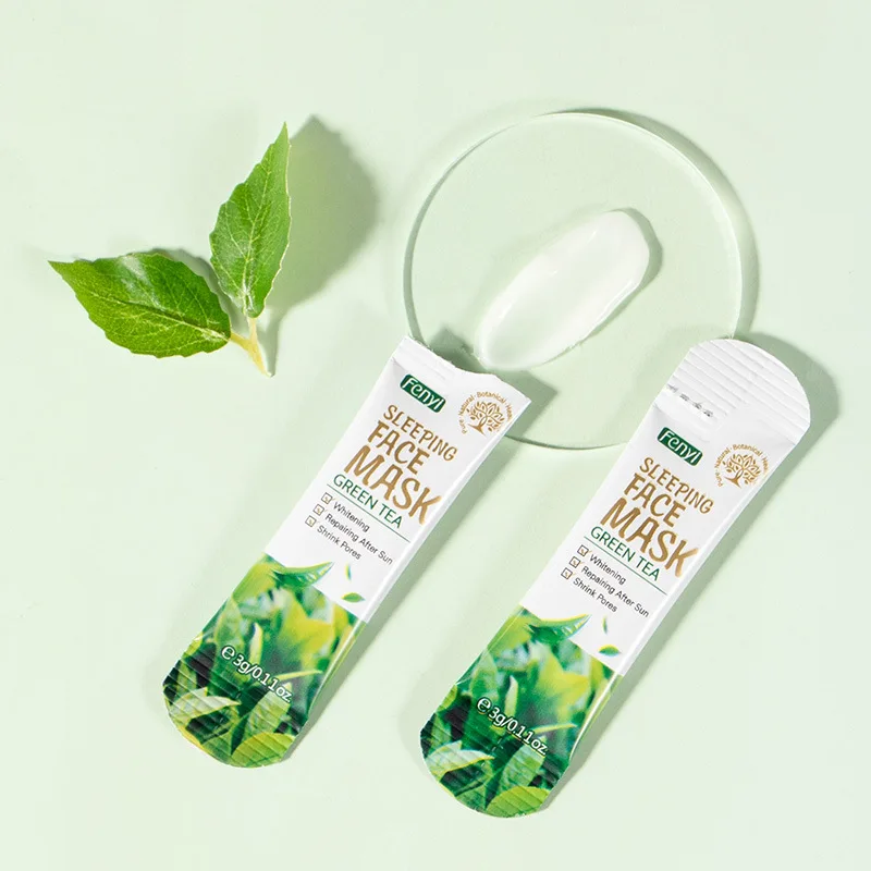 7pcs Cherry Blossoms Green Tea Centella Moisturizing Sleeping Mask Individual Packaging Nourishing Repair Skin Barrier Face Mask