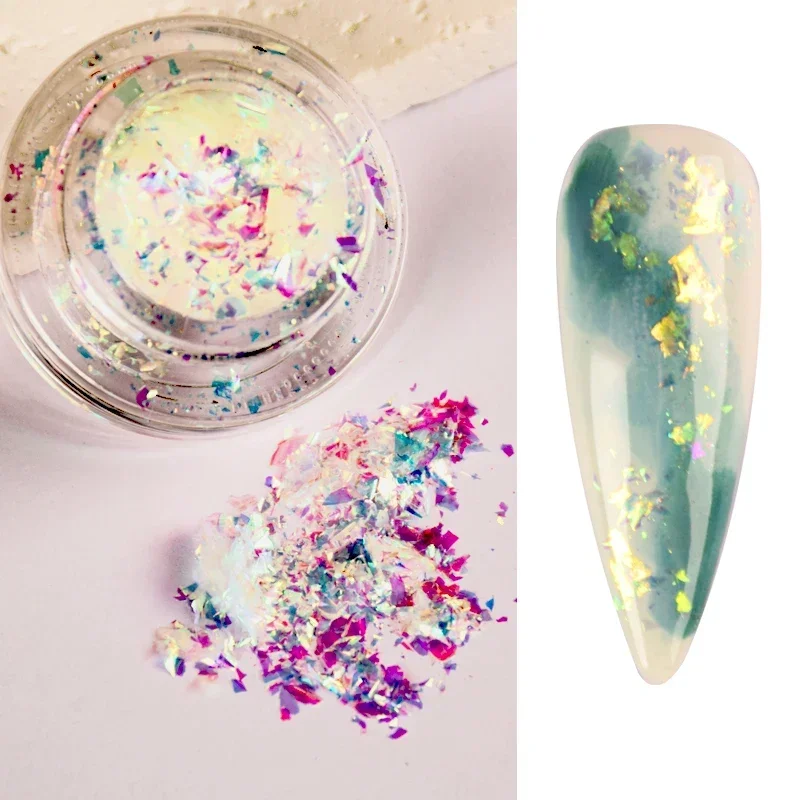 DEROI-Auroral Brilhante Nail Sequins Decoração, Glitter DIY Brocade Pó, Manicure Pigmento, Unhas Acessórios, 2023