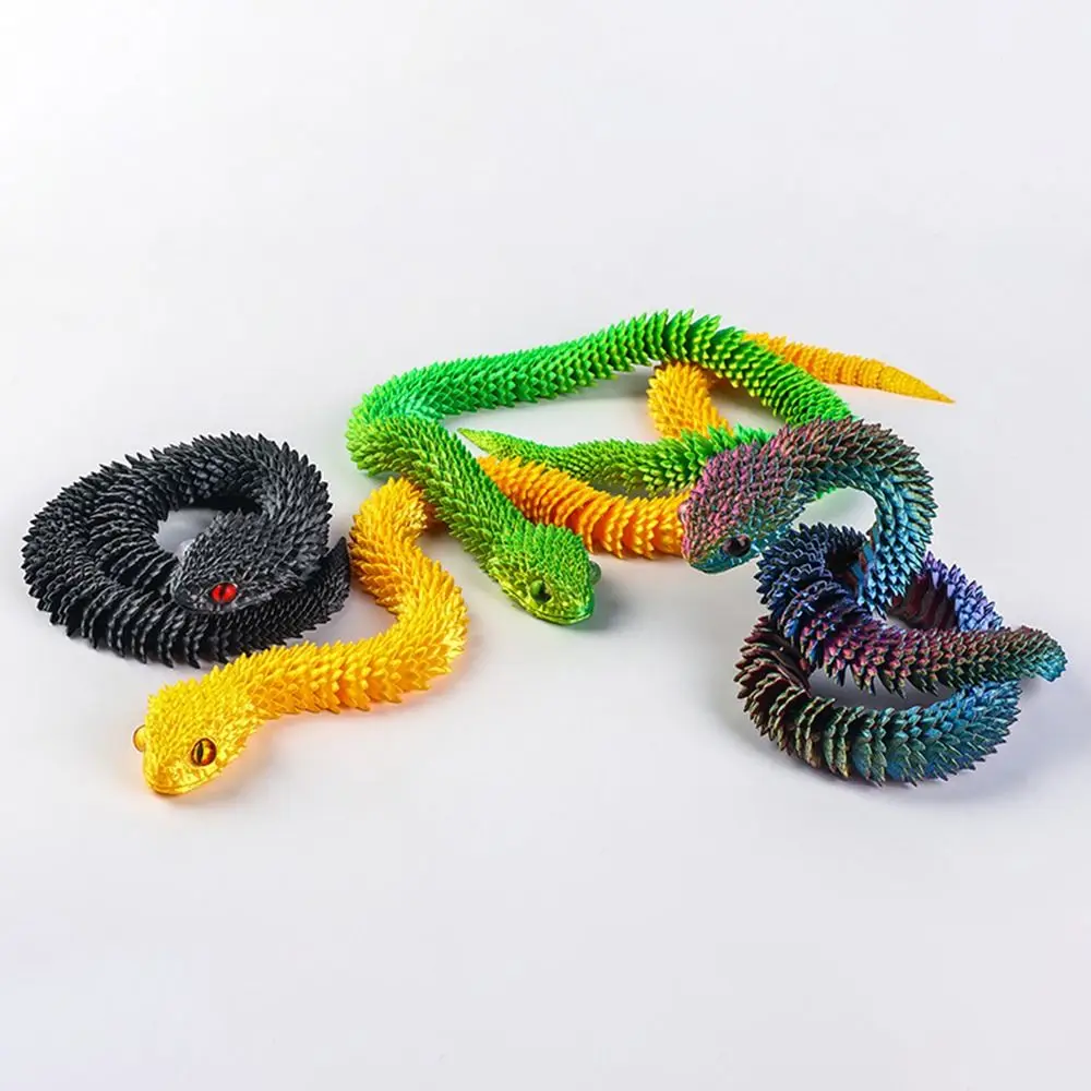 Funny Realistic 3D Printed Snake Multicolor Rotatable Simulated Snake Ornament Home Decor PLA Animal Simulation Model Christmas