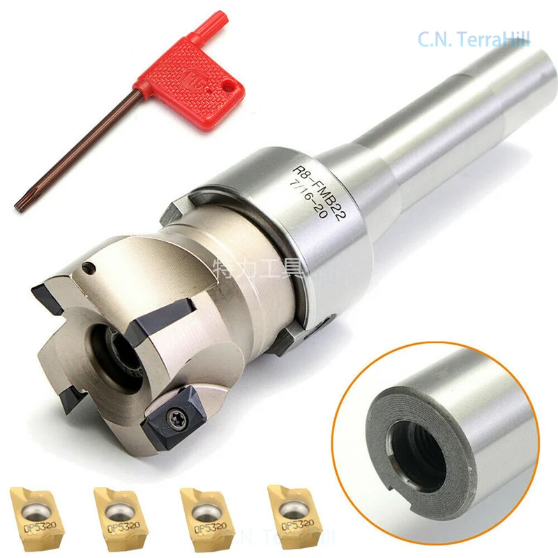 R8-FMB22 7/16 Inch Milling Chuck Holder with 400R 50mm Face Mill Cutter and 4Pcs APMT1604 Carbide Inserts CNC Milling Tool