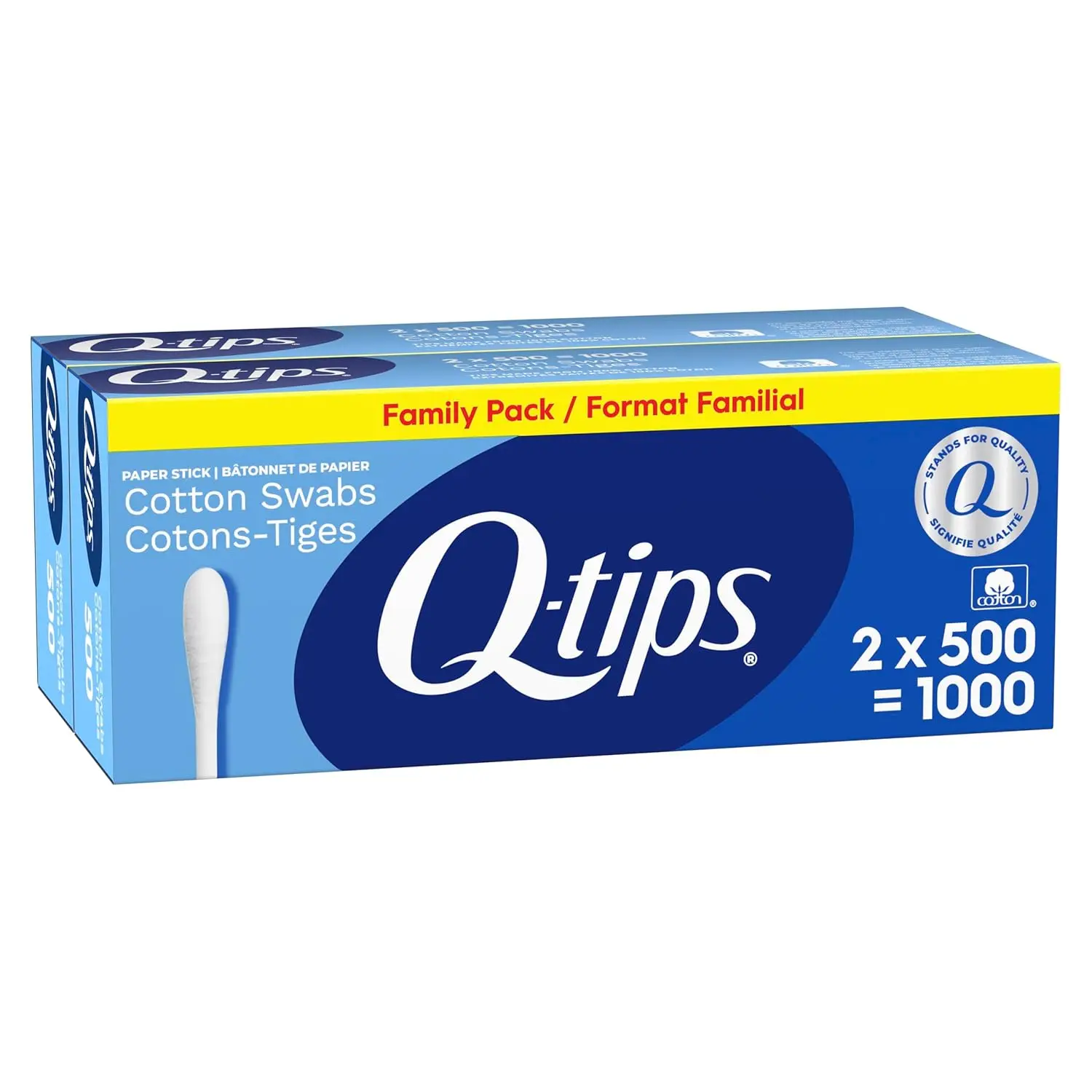 

500 Count Cotton Swabs, Pack of 2 - Soft & Safe for Cleaning