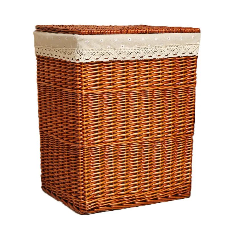 Dirty clothes basket woven dirty clothes basket with lid large rattan clothes willow storage basket hot pot shop