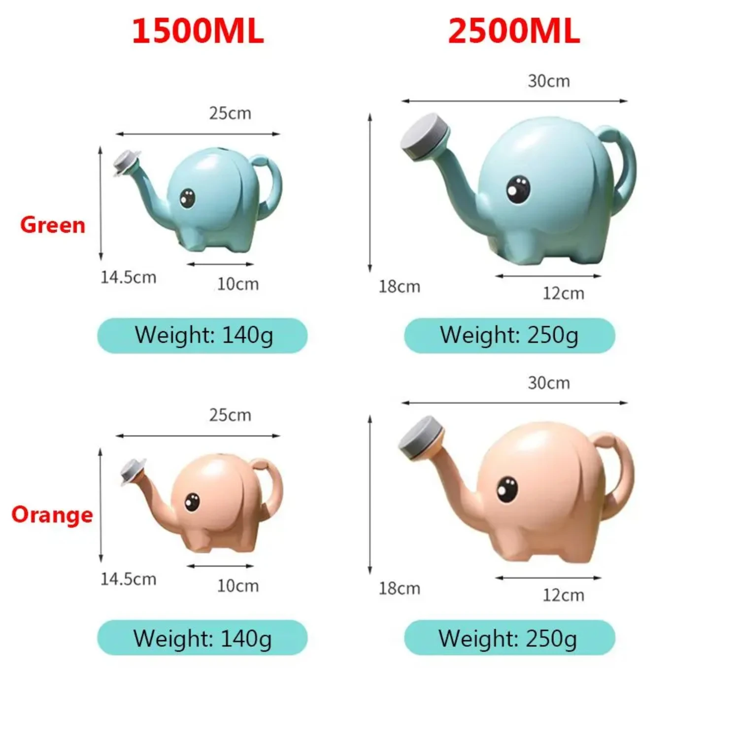 Cute Cartoon Elephant 2500ml Plastic Watering Can for Outdoor Patio Lawn Gardening Irrigation Plant