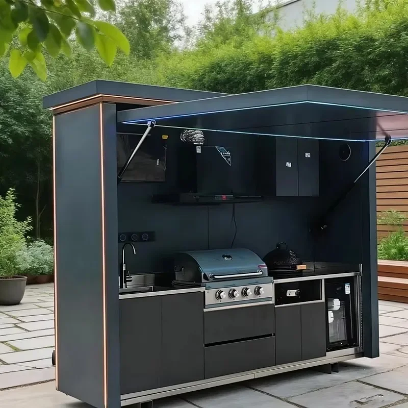 FL High-End Stainless Steel Food Truck Outdoor Kitchen Rust Resistant Design Simple Operation Creative Container Custom