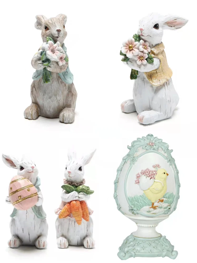 Easter resin animal rabbit bedroom desk ornament for foreign trade