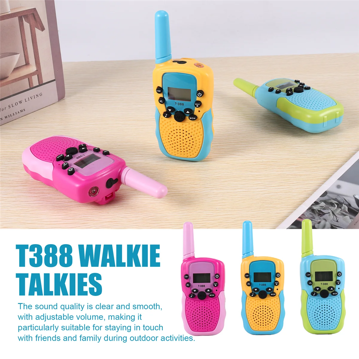 Talkies Walperforés pour Enfants, Jouets à Tiges d'Activités Intérieures et Extérieures, Portée de 3 km, Cadeaux d'Anniversaire pour Garçons et Bol, 3 PCs