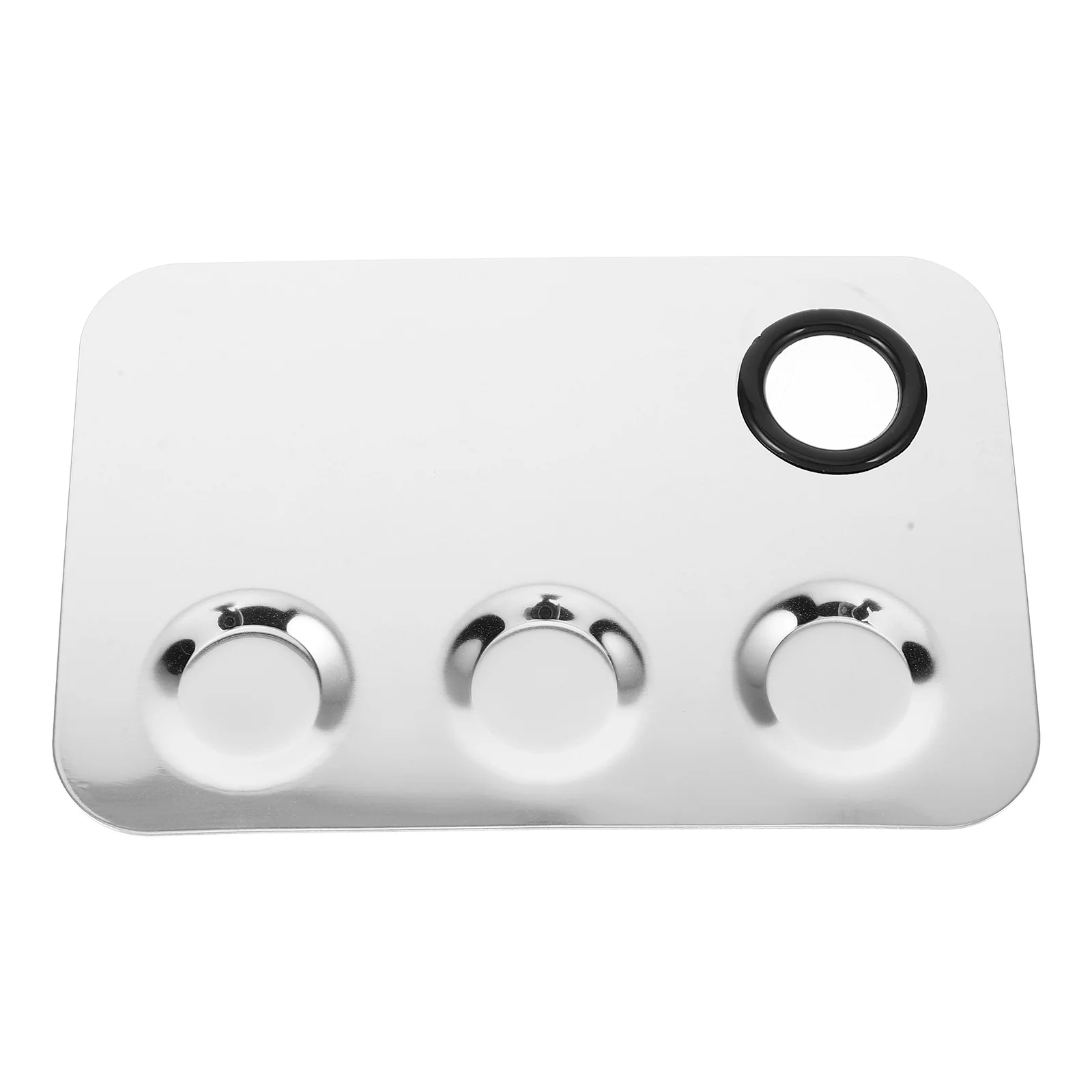 

Stainless Steel Makeup Palette 3 Compartments Silver Mixing Tray Foundation Concealer Lipstick Blending Tool Empty Plates