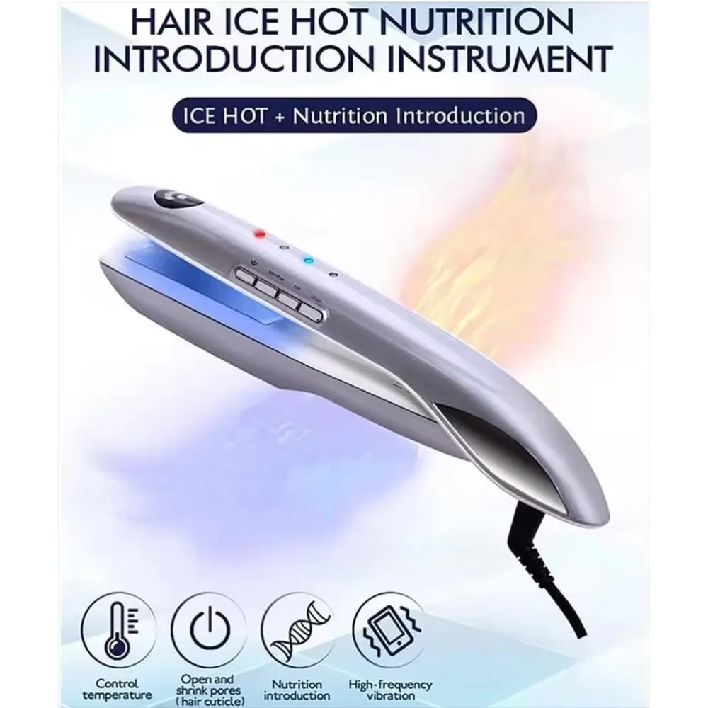 Professional Ice and Hot Hair Straightener, 12000Hz Vibration, Repair Dry and Damaged Hair, Frozen Flat Iron, Hair Care Tool