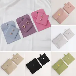 Microfiber Gift Jewelry Bag Snap Button Packaging Pouch Necklace Earrings Bracelet Storage Pouch