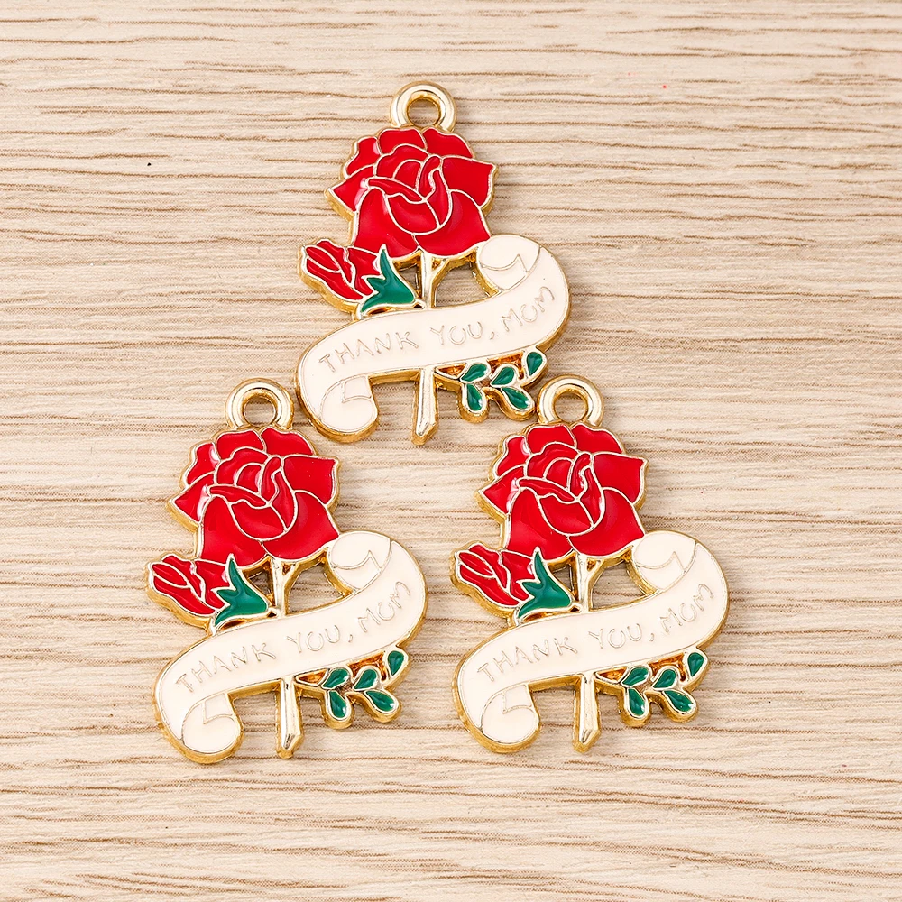Tusember 10 Stück niedliche Pflanzen-Kaktus-Anhänger, Rosenblüten-Anhänger für handgefertigten Schmuck, Armbänder, Halsketten, Ohrringe – Detail 24