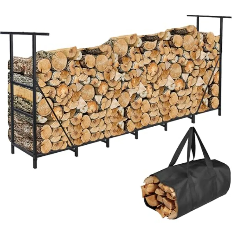 

Firewood Rack Outdoor Adjustable Heavy Duty Firewood Holder Adjustable Wood Racks for Outdoor Indoor Metal Log Racks for Firewo