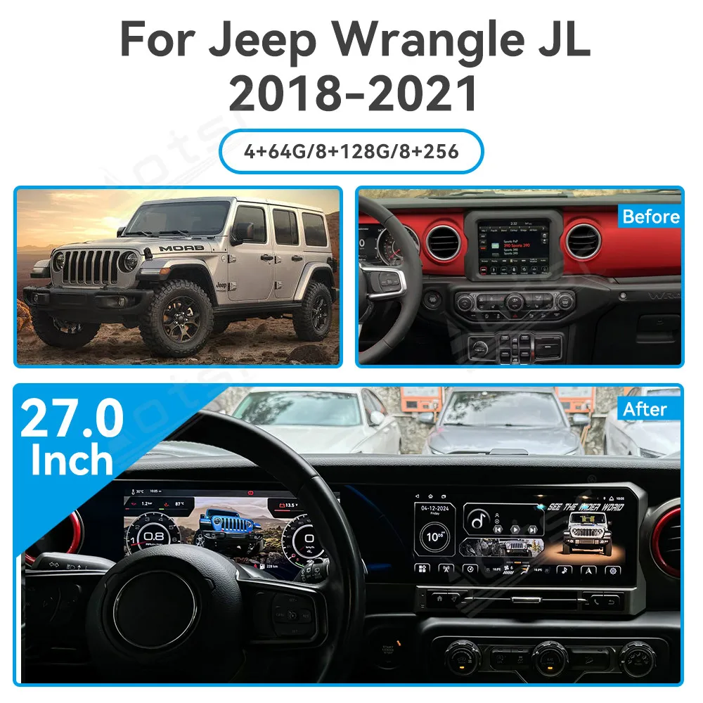 Odometer LCD For Jeep Wrangler JL PRO MAX Car Multimedia Player Digital Cluster GPS Navigation Virtual Cockpit Carplay Head Unit