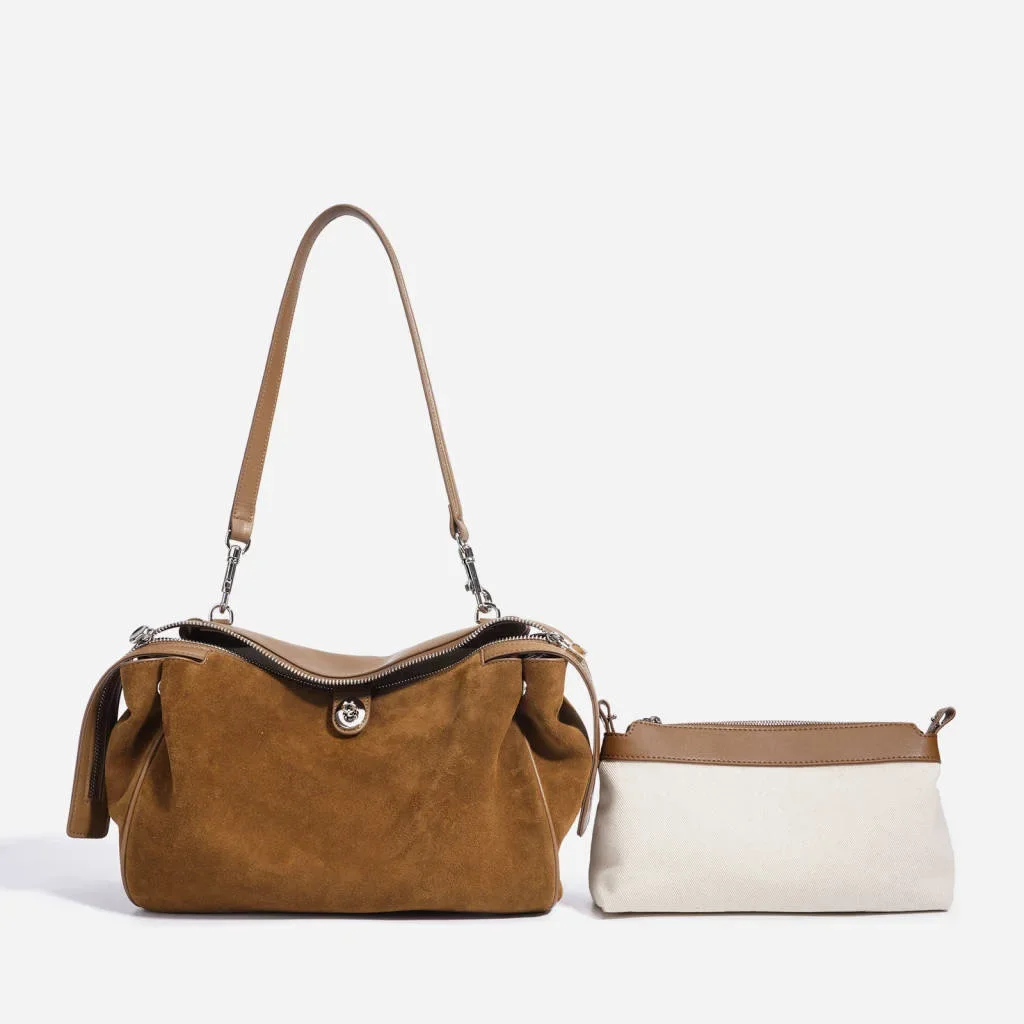 

2026 New Fashion Personality Niche Design Handbag Matte Leather Commuter Tote Bag Foreign High-end Shoulder Bag Underarm Bag