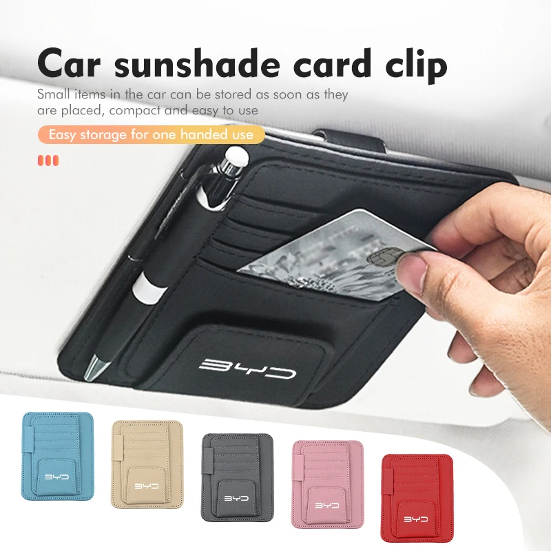 YD Car Sun Visor Storage Bag Multi-Function Card Holder Sunglasses Clip Universal Auto Interior Organizer for All BYD Models