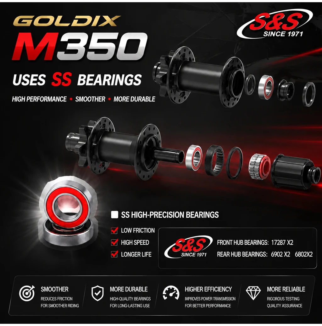 GOLDIX GDX350 32H Boost MTB Nabe J-Bend 36T Ratsche 6-Bolzen Scheibenbremse Abgedichtete Lager HG XD MS Vorder- und Hinterradnabe für Fahrräder – Detail 3