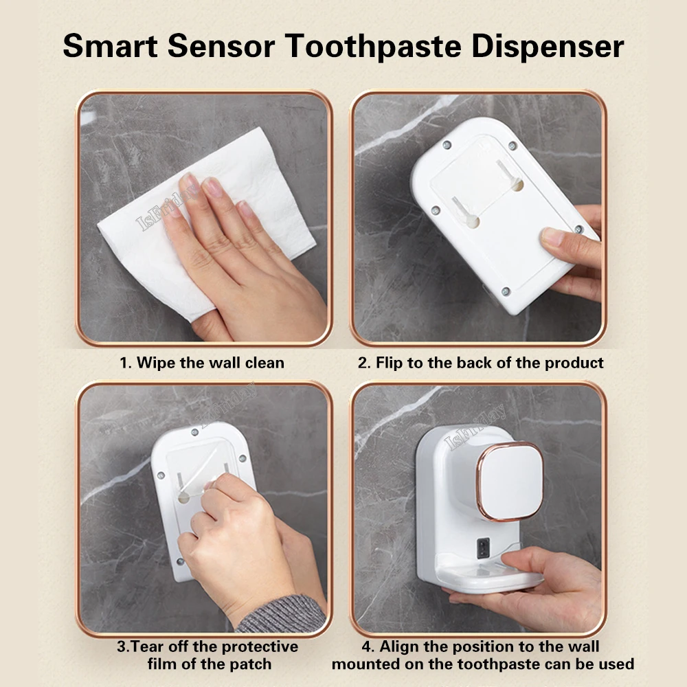 Smart Toothpaste Dispenser 3 Mode Automatic Sensor Electric Wall Mounted Tooth Paste Squeezer USB Removable Bathroom Accessories