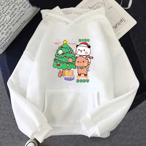 Imagen 2 del producto Sudadera con capucha Harajuku Bubu Dudu con estampado de dibujos animados para parejas, Sudadera con capucha para hombres y mujeres, ropa de calle holgada de lana de manga larga de Hip Hop