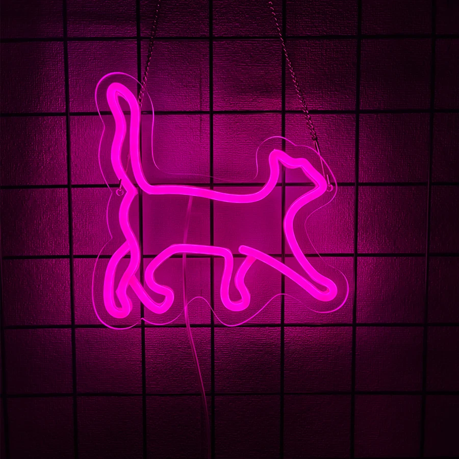Neonreclames met dieren, schattige kattenpictogrammen worden gebruikt voor decor in kamers, huizen, speelkamers en huisdierenwinkels en als cadeau voor vrienden.