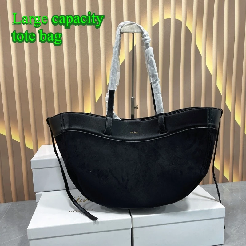 

High-end version large-capacity tote bag new niche design leather suede versatile single shoulder crossbody handbag