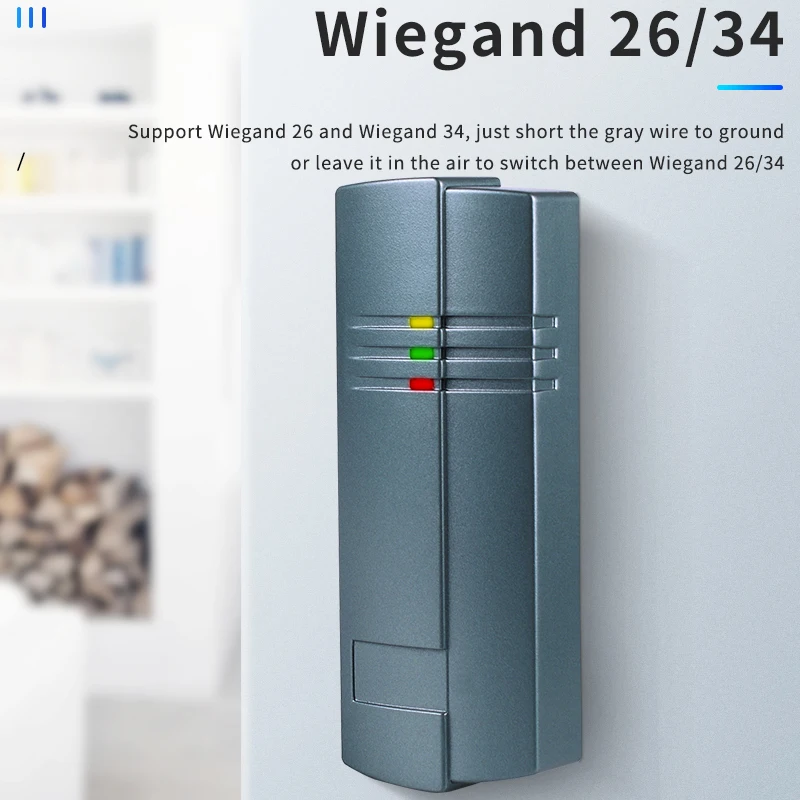 Anti-Metalen Afscherming, Outdoor Waterdichte Id/Ic Card Access Control Card Reader, Met Led Licht, wiegand 26/34 Switch Elkaar