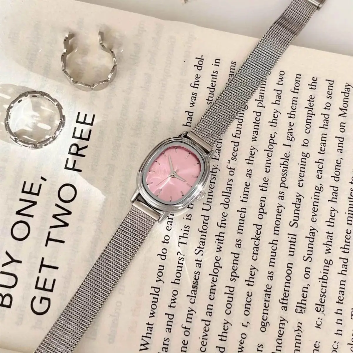 MAYZHISU Modne Zegarki Damskie Siatkowy Pasek ze Stopu Luksusowe Damskie Zegarki Kwarcowe Wysokiej Jakości Damski Zegarek z Rzymską Skalą