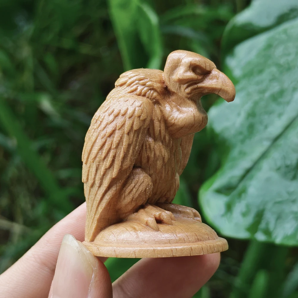 1.8 Inch Hand-Carved Wooden Vulture Figurine Ornament, Animal Theme, Modern Style, Suitable for New Year Gifts, Centerpiece Decoration, Housewarming Gifts, Living Room, Home Decoration, Study Room, Fireplace, Office Decoration