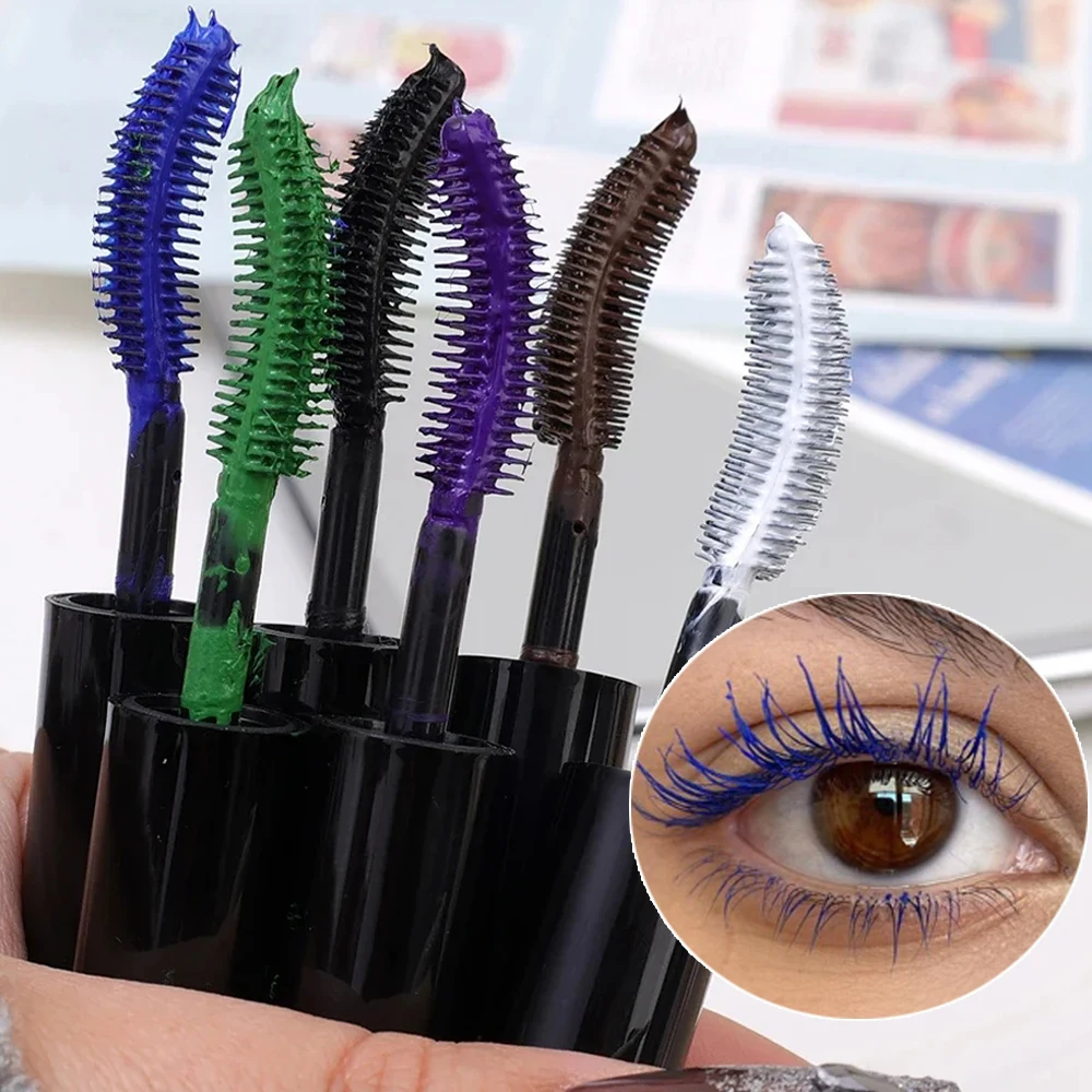 Colorful 5D Volume Mascara Lasting Styling Waterproof Quick Dry Blue Purple Curling Lengthen Long Eyelash Silk Extension Cream