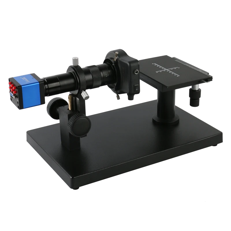 14MP 1080P Digital Microscope 180X Zoom Lens X-Y Load Stage Horizontal Type Stand Industrial PCB Soldering Video Camera Set