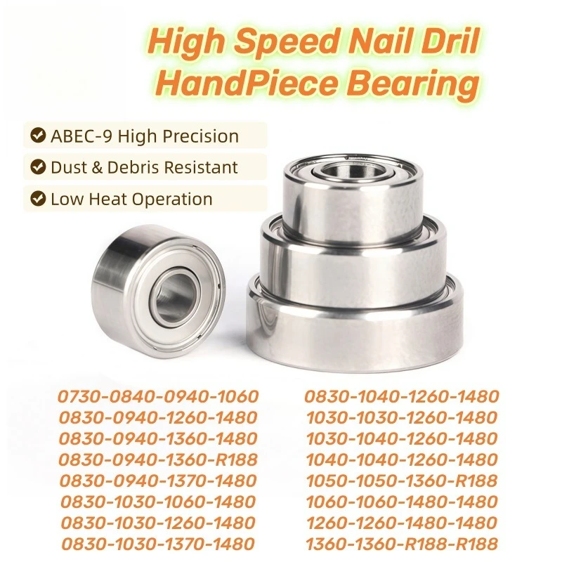 4Pcs Nail Drill Bearing Set 0830‑1030‑1260‑1480 Multi Model Combination Polishing Machine Bearing Kit