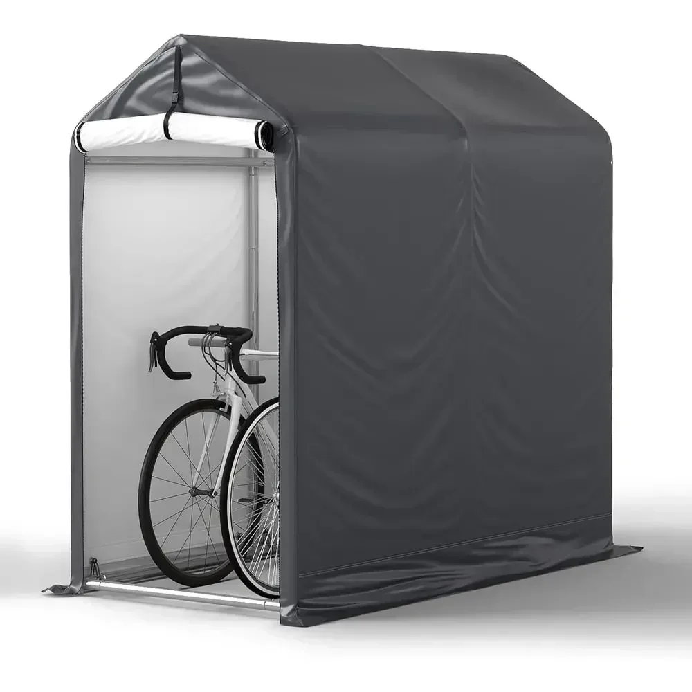 Durable Waterproof Portable Outdoor Storage Shed with Roll-up Door for Motorcycles, Bikes, and Tools in Gray