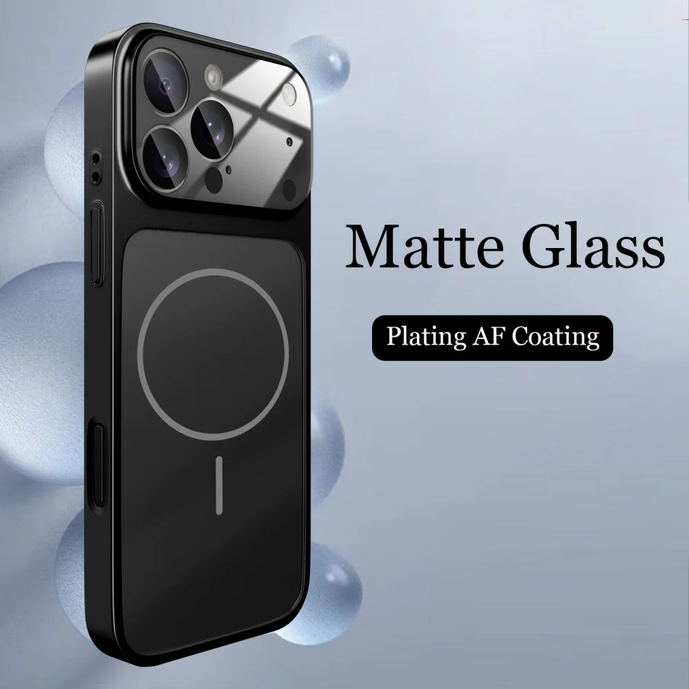Original großes Fenster-Nano-Glas für Magsafe-Hülle für iPhone 17 Air 16 15 14 13 Pro Max, magnetische kabellose Lade-Matte-Abdeckung