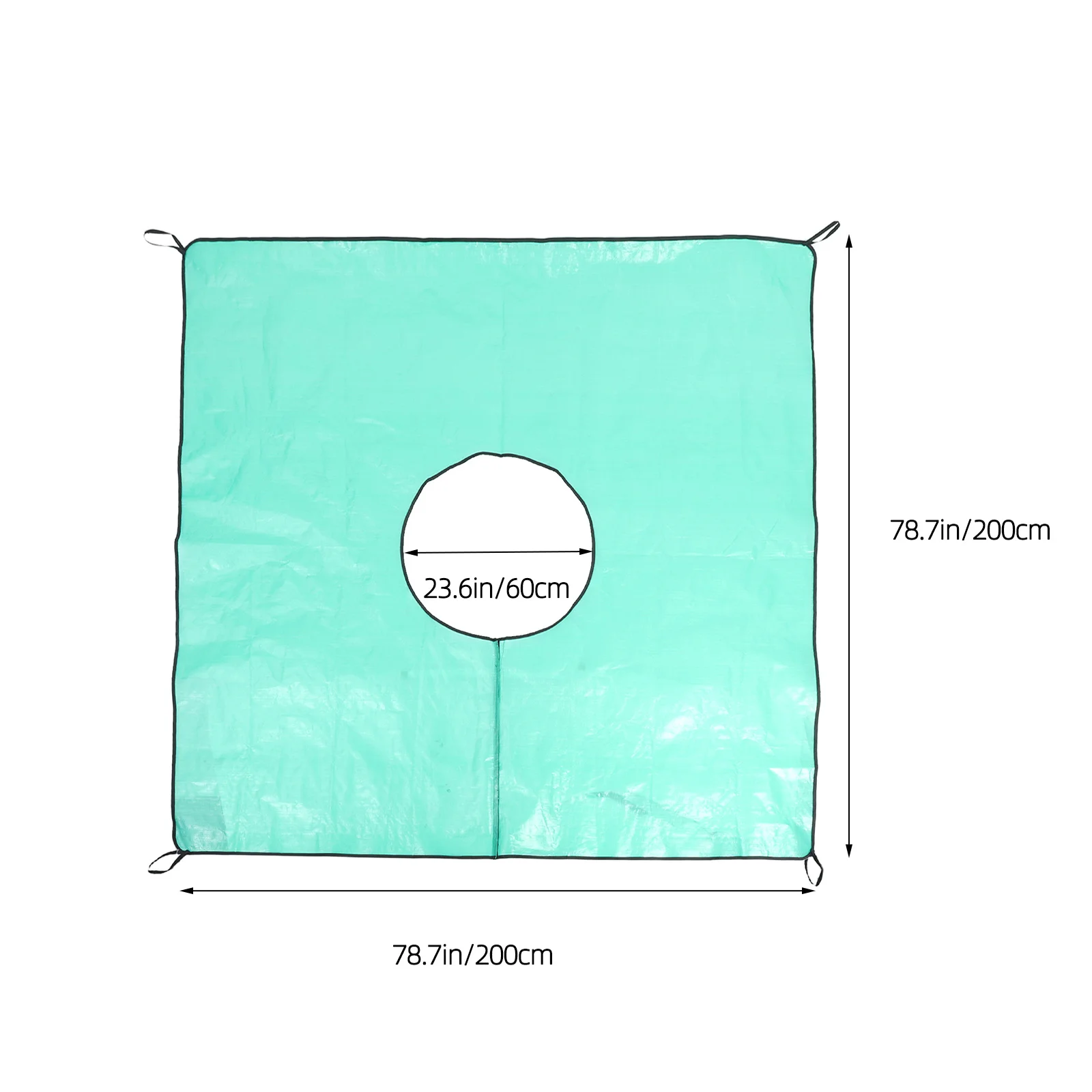 Plandeka ogrodowa do przycinania drzew, wytrzymała, wodoodporna, 200x200cm, z otworem w środku do przycinania drzew, do czyszczenia po przycinaniu na zewnątrz.