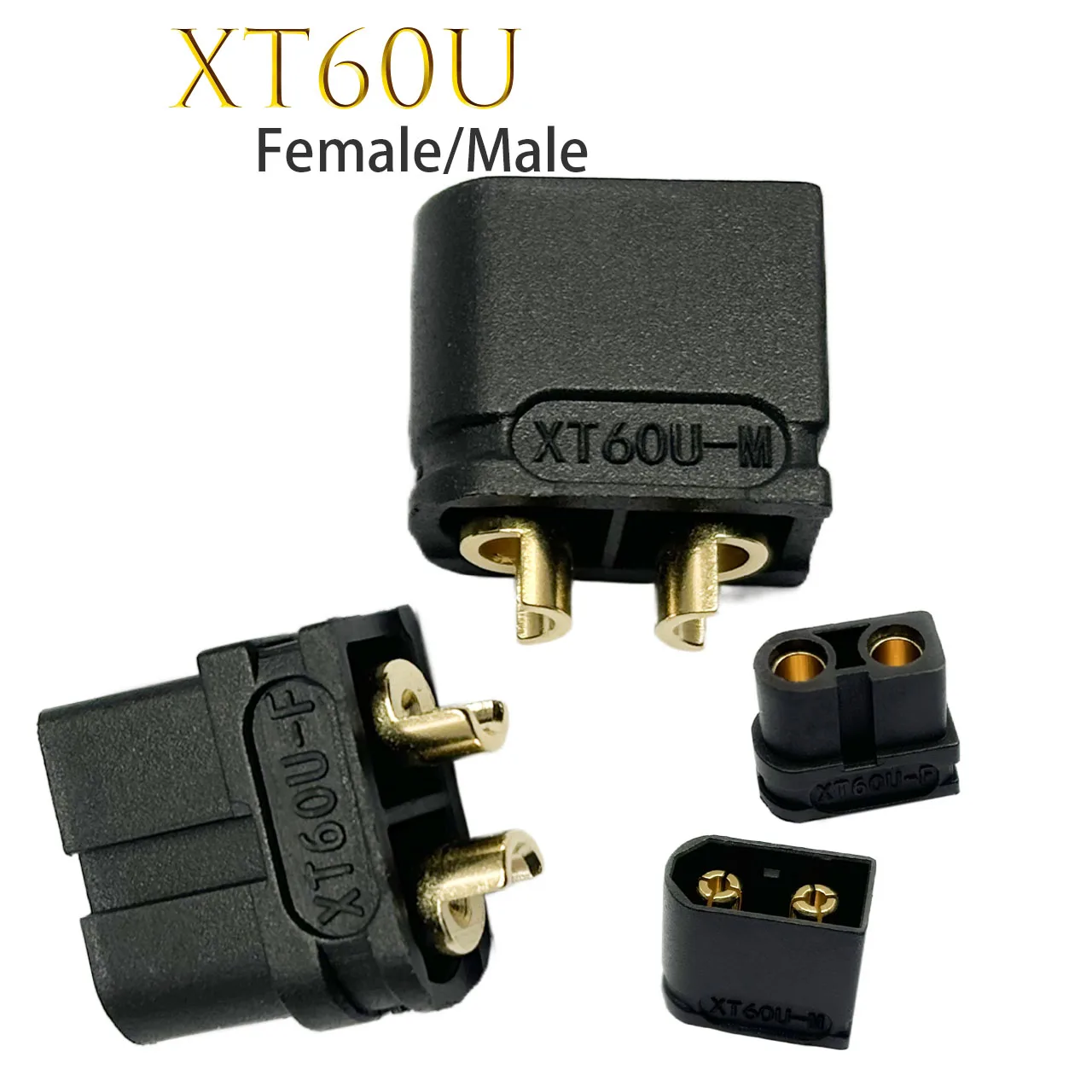 Amass XT60U Upgrade vergoldete männlich-weibliche Anschlüsse – 10/30/50 Paar für RC Lipo Batterie ESC Fernbedienung Spielzeug