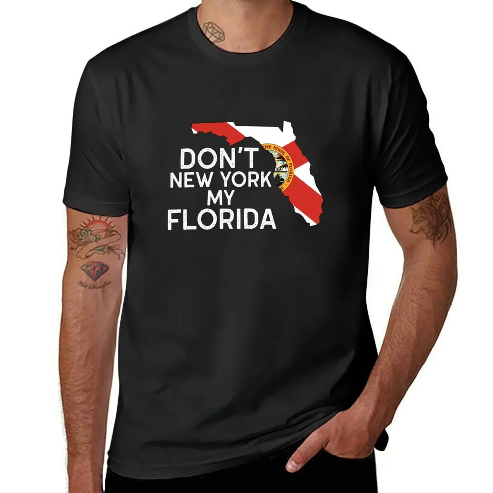 New York yok benim Florida sıkıntılı T-Shirt bluz çabuk kuruyan boy t shirt vintage giyim erkekler giysiler