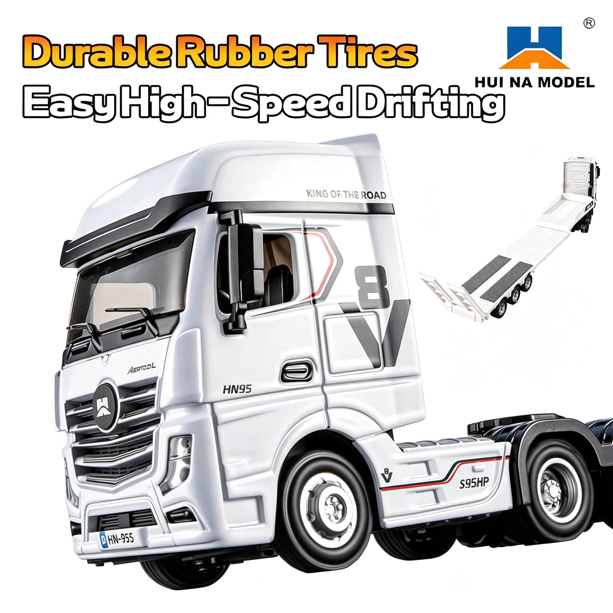 NEW Huina 9900 1/64 RC Truck Mini Flatbed Tractor Truck 12CH RC Car with LED Light High/low Speed Steering Gear Desktop Toys