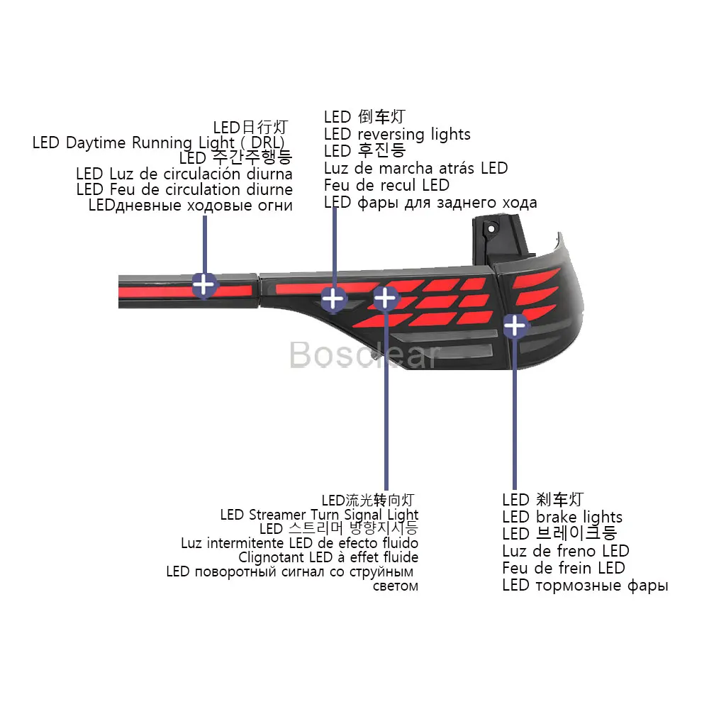 Modified Dynamic LED Through Tail Light Assembly For Toyota Previa Estima Sedan 2016-2019 Sequential Flow Turn Signal Rear Lamp