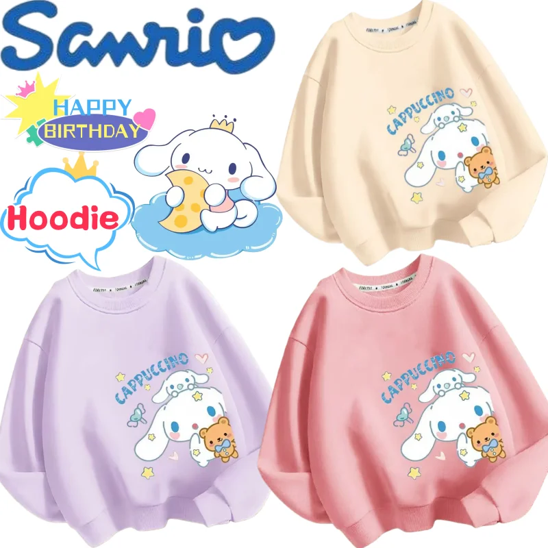 

Sanrio Cinnamoroll Sweatshirt Creative High-value Cartoon Printed Boys and Girls Autumn and Winter Velvet Warm Long-sleeved Top