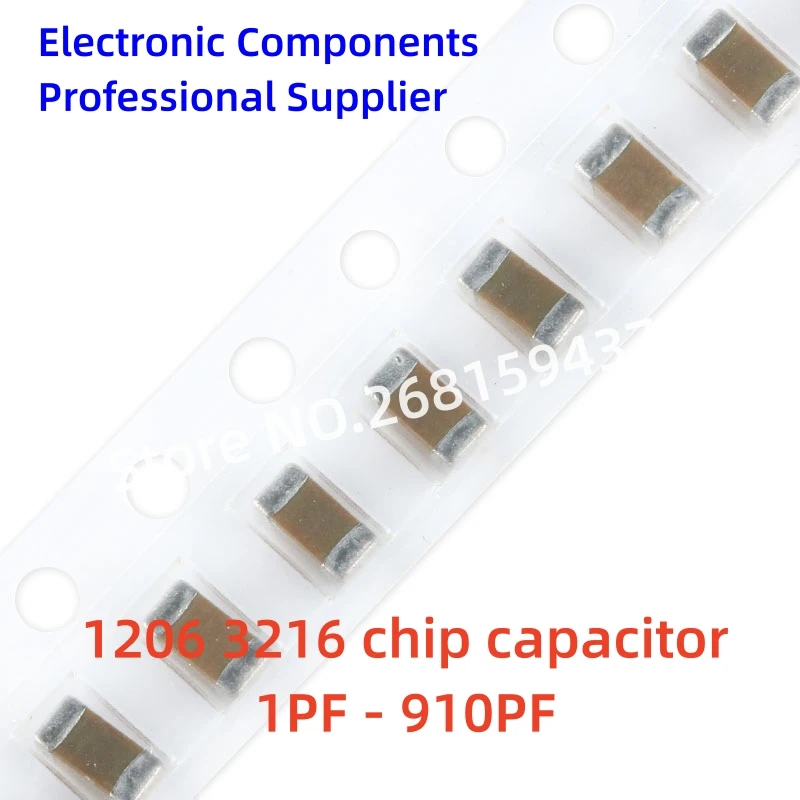 

4000pcs/reel SMD chip capacitor 1206 1PF-910PF 50V 820 560PF 100PF 56PF 51PF 47PF 33PF 20PF 10PF 3PF 1PF 3216 10% 5% NPO X7R