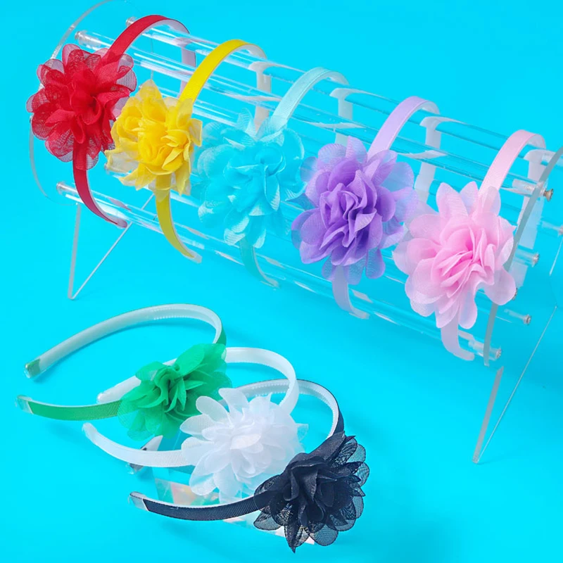 2pc 8cm solide große Blume Stirnband Haarband für Kinder Mädchen Bögen Haar Reifen Gros grain Band Haarschmuck