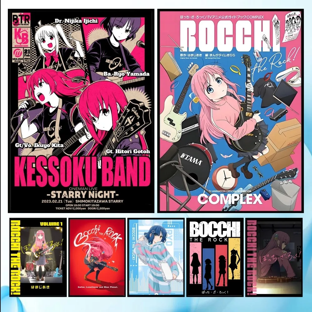 Anime Bocchi The Rock Poster HD art sticky wall waterproof home living room bedroom bar aesthetic decoration