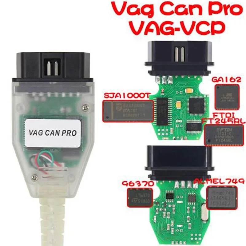 VAG CAN PRO V5.5.1 with FTDI FT245RL SJA1000T ALMEL749 Chip VCP OBD2 Diagnostic Interface USB Cable Support Can Bus UDS K Line