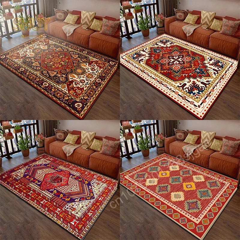 

Moroccan Modern Carpet Living Room Kitchen Restaurant Sofa Coffee Table Retro Floor Mat Non Slip Washable Home Decoration Rug