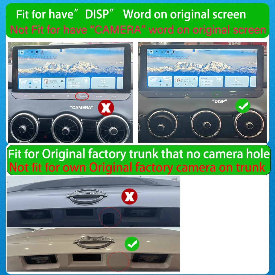 NEW 2024 2025 Nissan Qashqai Glory Rear View  Reverse Camera Night Vision With Vidio Adapter Interface Cable Plug Original Car