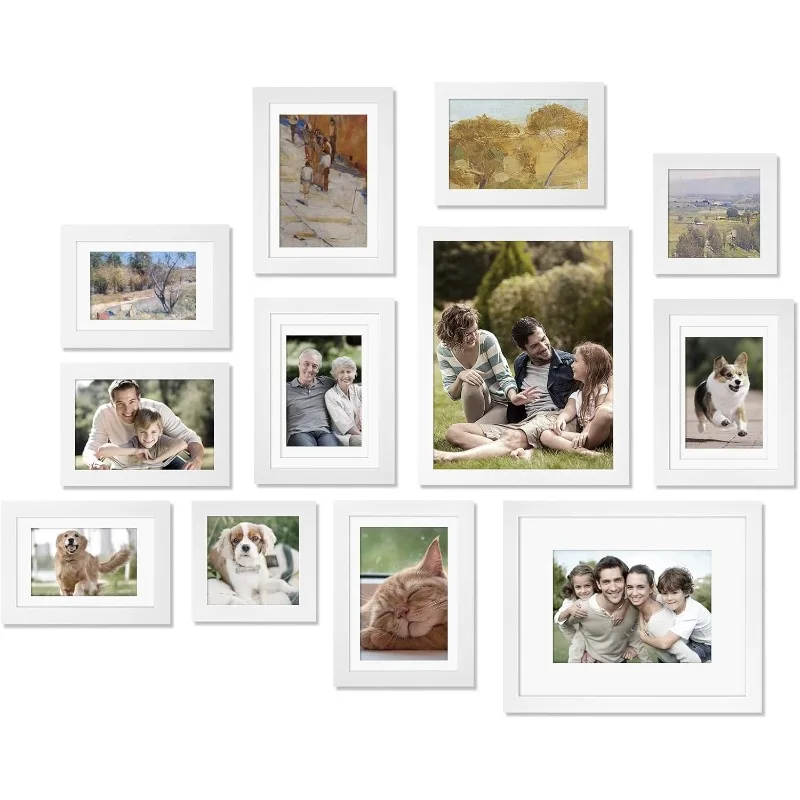 

Picture Frame Set 12 Pack, Picture Frames Collage Wall Decor with Two 8x10, Four 5x7, Four 4x6, Two 4x4, Photo