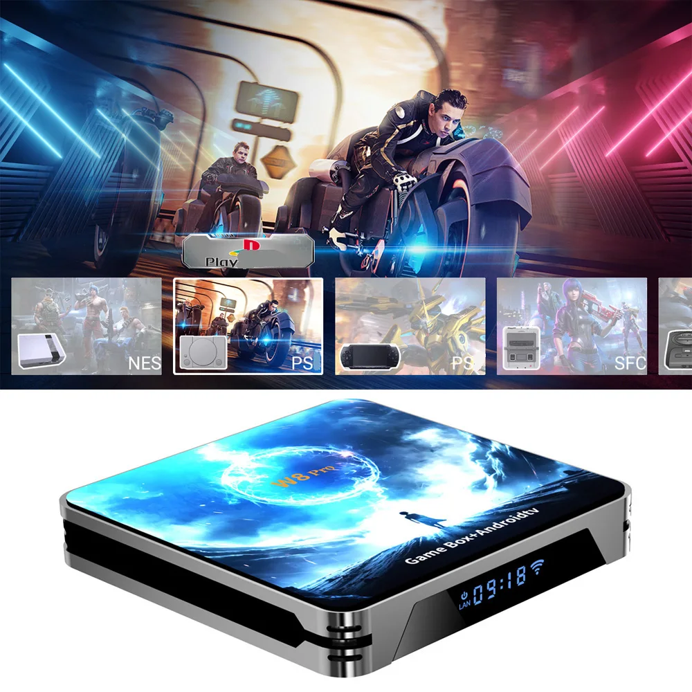 W8 Pro Game Box 30000+ Android 14 HD 6K Game Console Dual WiFi 4G 5G Wireless Controller Smart Game box for GBA/FC