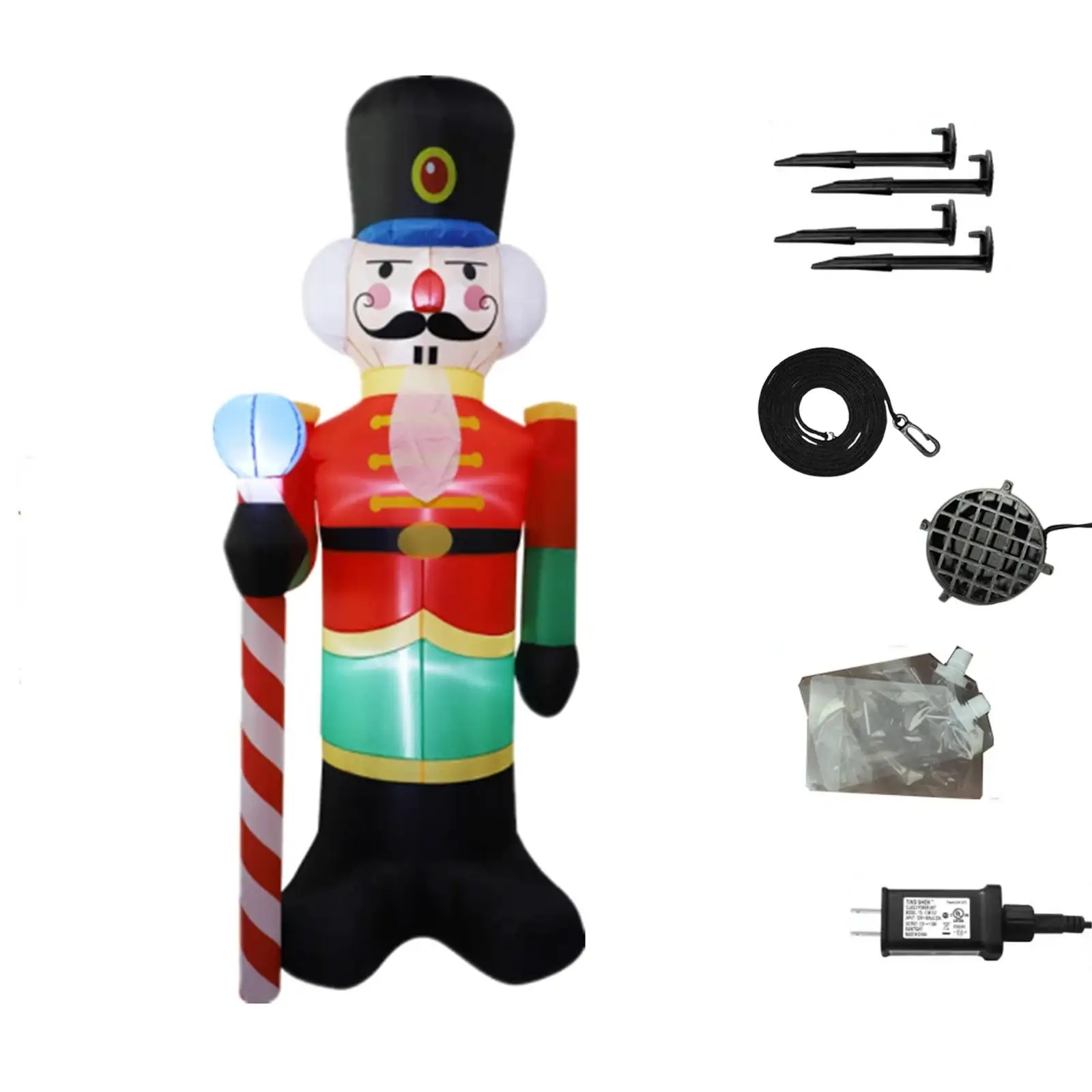 Christmas Inflatable Nutcracker Soldier Lawn Outdoor Inflatable Toy LED Lights for Fence Patio Backyard Kids Women Men Porch