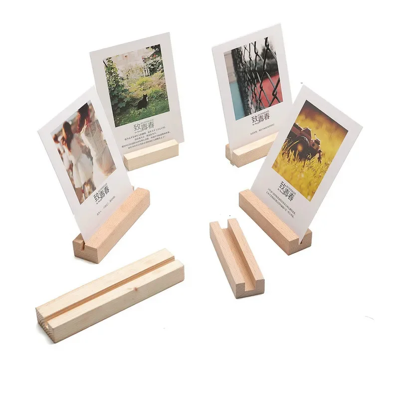 Wooden Place Card Holder Photo Postcard Holder for Rustic Wedding Birthday Party Table Number Name Standup Signs Base
