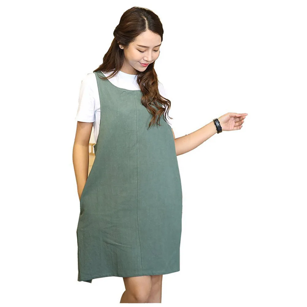

Cotton Linen Apron Solid Color Oilproof Cross Back Kitchen Cooking Apron Green Gray Random Pattern Comfortable Breathable Manual