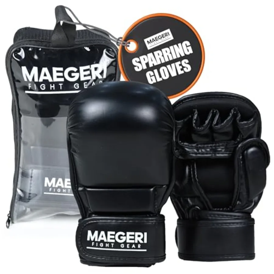 

Hybrid MMA Sparring Gloves Open Palm 7oz Training Gloves with 18" Wrist Wrap for Grappling, Bag Work and Sparring MMA Gloves fo